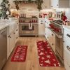 Xmas Trees Snowflake Let It Snow Merry Christmas Kitchen Mats Set of 2, Winter Decor Low-Profile Kitchen Rugs - 17x29 and 17x47 Inch