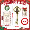 48 Sets Santa's Magic Key with Cards & Ribbon, Christmas Eve Ornament for No Chimney Homes, Holiday Tradition Metal Key Decoration, Party Favors