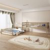 Full XL over Queen Bunk Bed with Ladder and Guardrails, Walnut