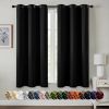 Black Blackout Curtains for Bedroom Living Room 63 Inches Long 2 Panels