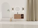 40'' Wall-Mounted Bathroom Vanity with White Ceramic Sink and Storage Shelves & 1-Soft-Close Door, KD-Packing, Plywood