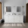 White Double Bath Vanity 80 in. W x 22 in. D, Carrara Marble Top, and 30 in. Mirrors