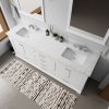 White Double Bath Vanity 80 in. W x 22 in. D, Carrara Marble Top, and 30 in. Mirrors