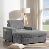 42" Oversized Single Sofa, Faux Rabbit Fur Armchair with Cup Holders, Upholstered Chaise Lounge with Storage Ottoman and Armrests