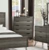 Contemporary Three-Tone Gray Finish Chest of Drawers Perched atop Metal Legs Acacia Veneer Modern Bedroom Furniture