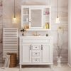 36'' Bathroom Vanity with Top Sink, Mirror Cabinet, Modern Bathroom Storage Cabinet with 2 Soft Closing Doors, Single Sink Bathroom Vanity