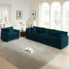 Sofa Set of 2 Chenille Couch, 2+3 Seater Sofa Set Deep Seat Sofa, Modern Sofa Set for Living Room, Blue Chenille