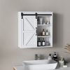 Bathroom Medicine Cabinet, Wall Cabinet with Sliding Door and Adjustable Shelf, 22.75" x 7.75" x 24.5", White
