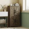 Farmhouse Bathroom Freestanding Cabinet, Bathroom Cabinet with 4 Doors, 23.6" x 11.8" x 43.3", Brown