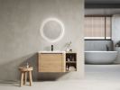 40'' Wall-Mounted Bathroom Vanity with White Ceramic Sink and Storage Shelves & 1-Soft-Close Door, KD-Packing, Plywood