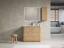 40'' Freestanding Bathroom Vanity with Ceramic Sink & 2-Soft-Close Door and Side Cabinet, KD-Packing, Plywood