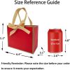 50 PCS Small Red Gold Gift Bags with Bow Ribbon - 6.4x3.1x5.1 Inch Thank You Bags with Handles, Bulk for Baby Shower, Bridal Shower, Wedding