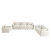 Modern Sofa Couch, 3 Piece Set Extra Deep Seat Sectional Sofa for Living Room, Oversized Sofa, 3 Seat Sofa, Loveseat and Single Sofa, White Chenille