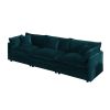 Mid-Century Modern Couch 3-Seater Sofa with 2 Armrest Pillows and 3 Toss Pillows, Couch for Living Room Blue Chenille