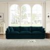 Mid-Century Modern Couch 3-Seater Sofa with 2 Armrest Pillows and 3 Toss Pillows, Couch for Living Room Blue Chenille