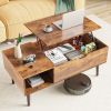 Lift Top Coffee Table with Hidden Storage Compartment, Modern Design, Brown/Black