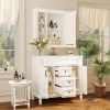 36'' Bathroom Vanity with Top Sink, Mirror Cabinet, Modern Bathroom Storage Cabinet with 2 Soft Closing Doors, Single Sink Bathroom Vanity