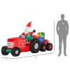 9ft Christmas Inflatables Outdoor Decorations Santa Claus Driving Trailer with Colorful Gift Boxes