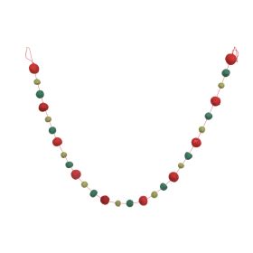 6' Red/Green/Lime Wool Pom Pom Garland