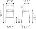 Ace Counter Stool White & Silver