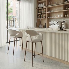 Limay Barstool Beige & Walnut