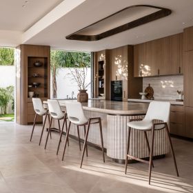Desi Counter Stool White & Walnut