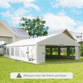 Outsunny 23' X 39' Large Outdoor Carport Canopy Party Tent With Removable Protective Sidewalls & Windows, White (Option: White)