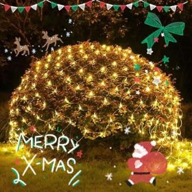 LED Christmas Net Lights Battery Operated 2x3M 192LED Waterproof Mesh Light 8 Modes Christmas Lights For Indoor Outdoor Xmas Party Yard Garden De (Option: 1pcs)