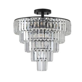 Large Black Crystal Chandelier, Contemporary Style Chandelier, Dining Room, Living Room, Bedroom - Bulb Not Included  Unavailable Platforms (Option: Black)