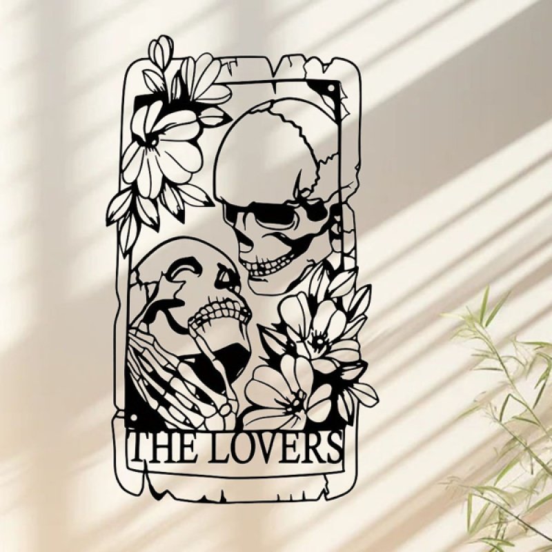 CIFbuy Gothic Aluminum Skeleton Lovers Tarot Wall Art Dark Themed Home Decor (Option: Defaulttitle)