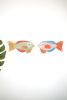 SET OF TWO COLORFUL WOOD FISH WALL ART
