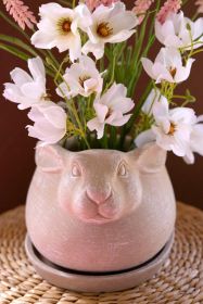 CEMENT EASTER RABBIT PLANTER (Option: 1MultiCement)