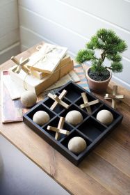 2 NATURAL AND BLACK WOODEN TIC TAC TOE SET (Option: 1BlackWood)