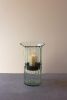 RIBBED GLASS CANDLE CYLINDER W RUSTIC INSERT