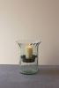 RIBBED GLASS CANDLE CYLINDER W RUSTIC INSERT