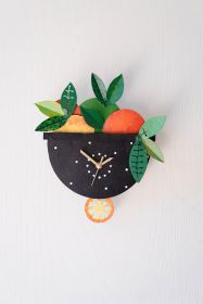HAND PAINTED WALL CLOCK   FRUIT (Option: 1MultiMetal/Plastic)