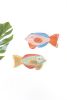 SET OF TWO COLORFUL WOOD FISH WALL ART