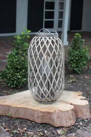 GREY WILLOW LANTERN WITH GLASS (Option: MEDIUMGrayWillow/Glass)