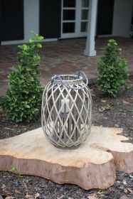 GREY WILLOW LANTERN WITH GLASS (Option: SMALLGrayWillow/Glass)