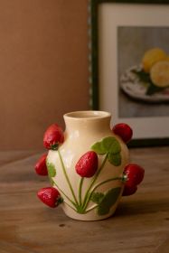 SMALL CERAMIC STRAWBERRIES VASE (Option: 1MultiCeramic)