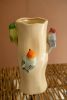 CERAMIC LOG VASE WITH COLORFUL BIRDS