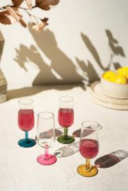 SET OF FOUR APERTIF GLASSES WITH COLORED STEMS (Option: ONE EACHMultiRecycled Glass)