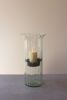RIBBED GLASS CANDLE CYLINDER W RUSTIC INSERT