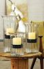 RIBBED GLASS CANDLE CYLINDER W RUSTIC INSERT