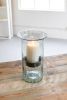 RIBBED GLASS CANDLE CYLINDER W RUSTIC INSERT