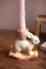 SET OF THREE CERAMIC EASTER BUNNY TAPER CANDLE HOLDERS