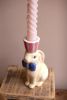 SET OF THREE CERAMIC EASTER BUNNY TAPER CANDLE HOLDERS