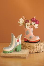 SET OF TWO CERAMIC COLORFUL RUBBER BOOT VASES (Option: 1MultiCeramic)