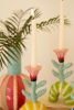 SET OF THREE CERAMIC FLOWER TAPER CANDLE HOLDERS