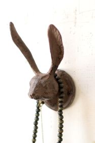 CAST IRON RABBIT WALL HOOK (Option: RUSTIC1BrownIron)